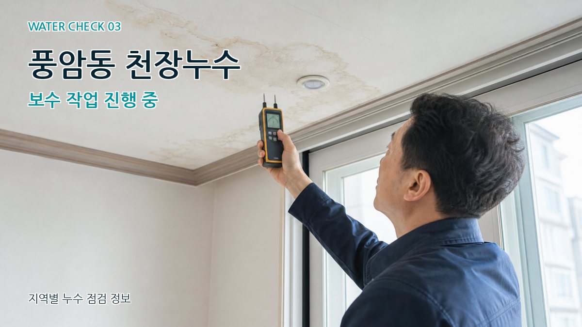 풍암동 천장누수 보수 작업 진행 중