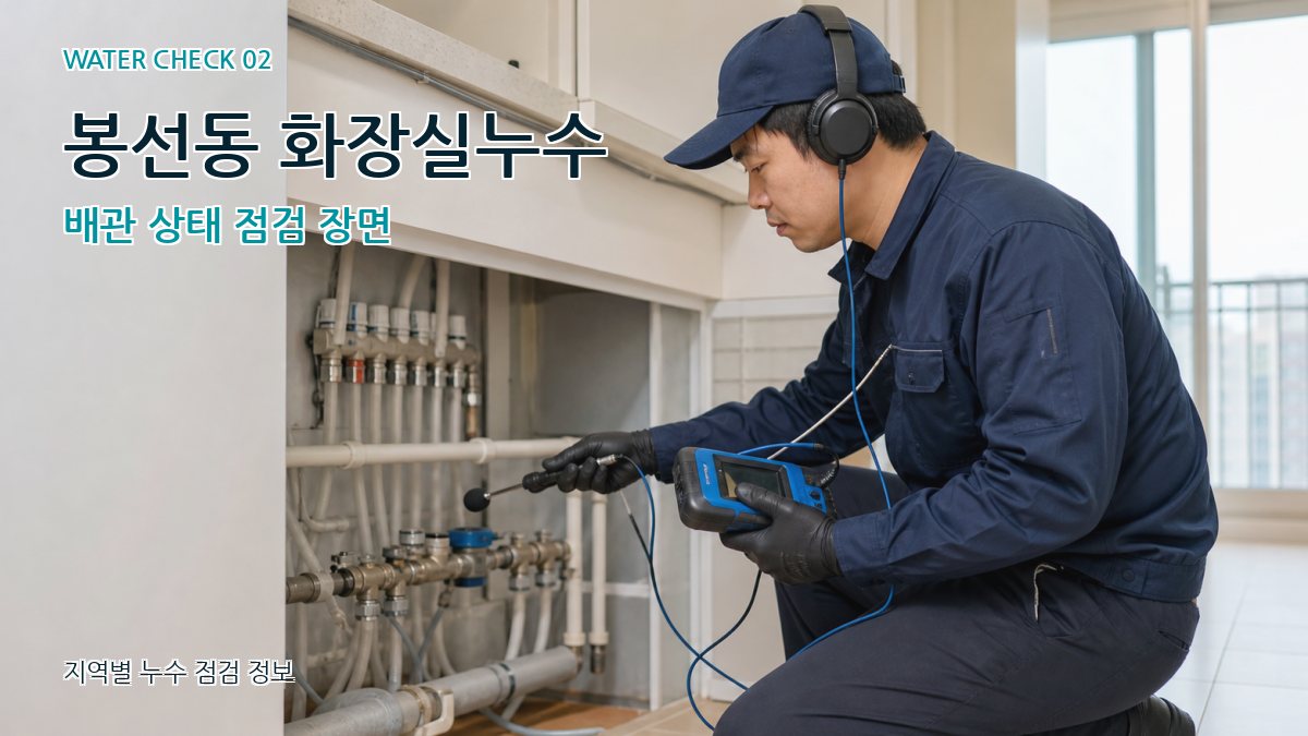 봉선동 화장실누수 배관 상태 점검 장면